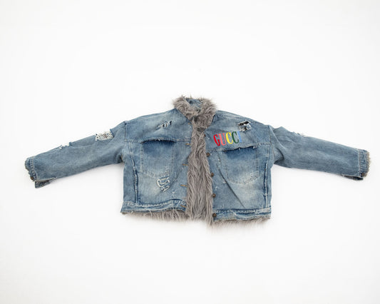 Reversible jacket (faux fur + jeans)