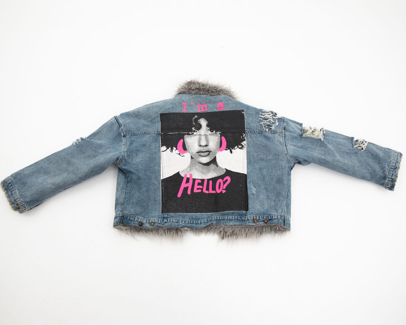 Reversible jacket (faux fur + jeans)