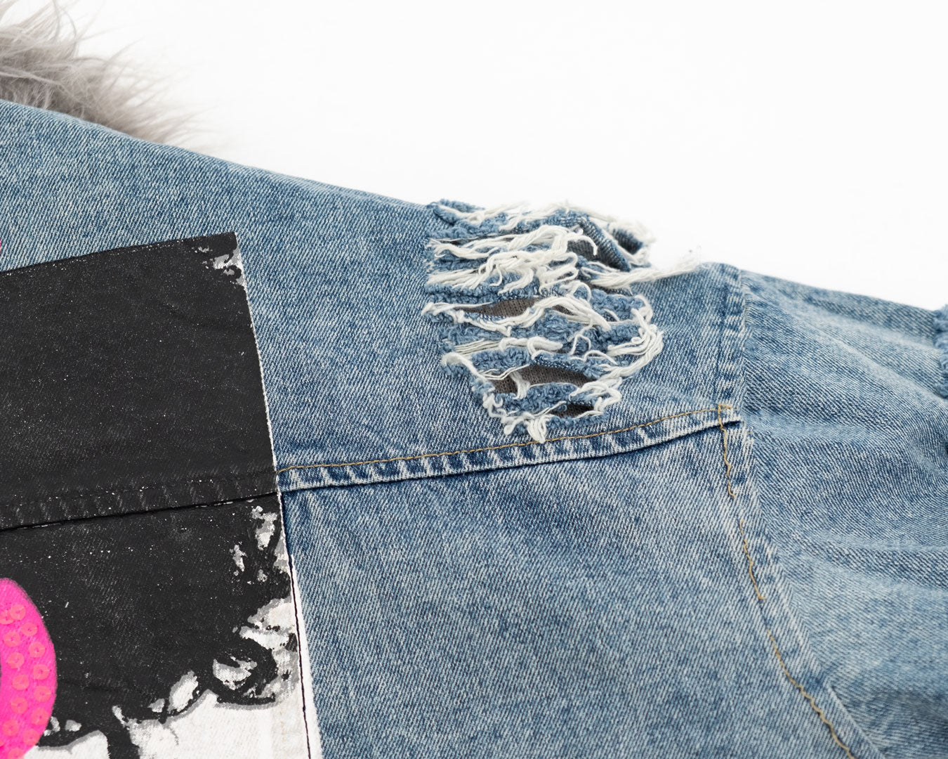 Reversible jacket (faux fur + jeans)